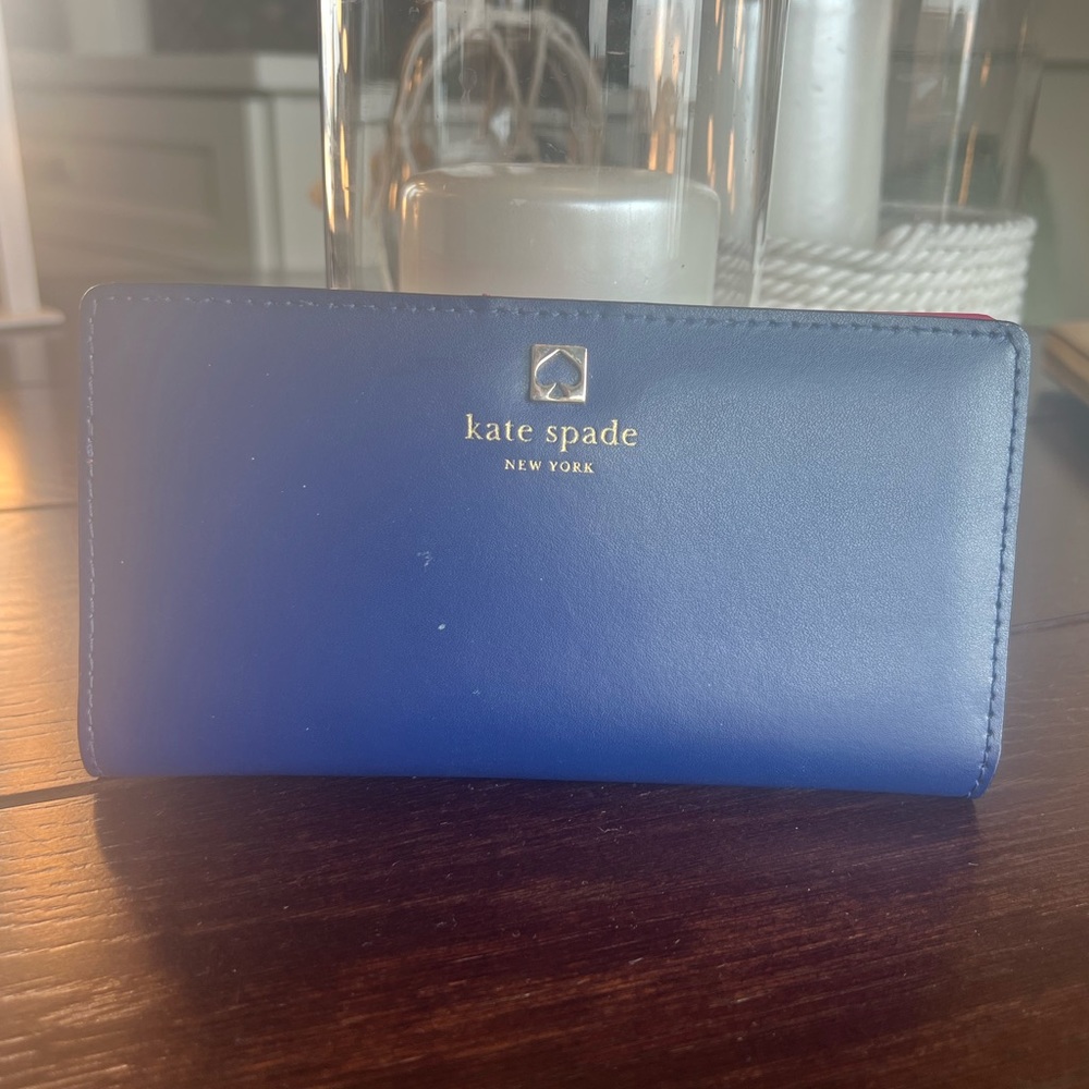 Kate Spade Navy Blue with Hot Pink Interior Wallet